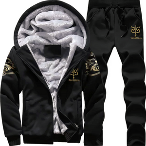 Caesar Black Fur Lined Sweatsuit