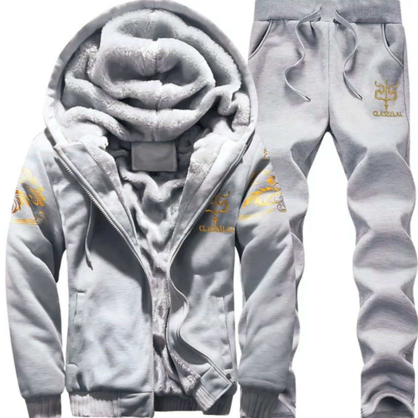 Caesar White Fur Lined Sweatsuit