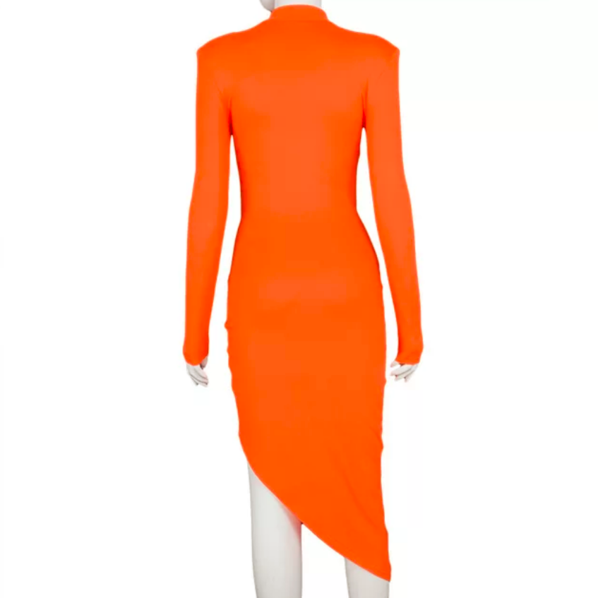 Celebrity_Orange_Asymmetrical_Contour_Dress_2