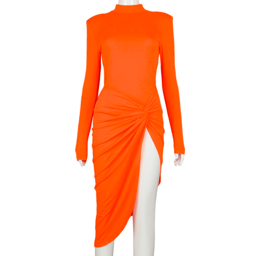 Celebrity_Orange_Asymmetrical_Contour_Dress_3