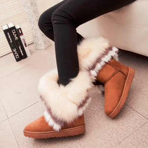 Brown Flat Bottom Fur Boots