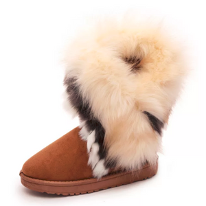 Brown Flat Bottom Fur Boots