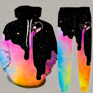 Men's 2 Piece Rainbow Graphic Sweatsuit With Hoodie