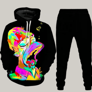 Men's 2 Piece Rainbow Graphic Homer Sweatsuit With Hoodie