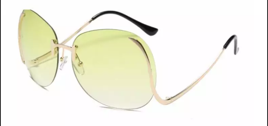 Green Rimless Curve Arm Sunglasses