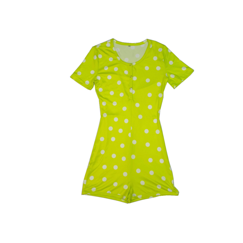 Lounge Day Women Lime Polka Dot Romper