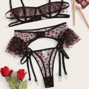 Temptation Black 3 Piece Lingerie Set