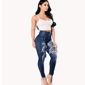 Woman Wearing Rebel Blue Jeans