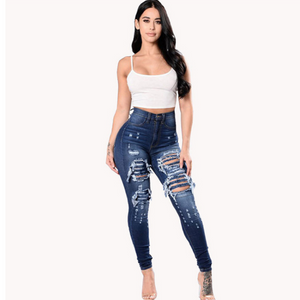 Woman Wearing Rebel Blue Jeans