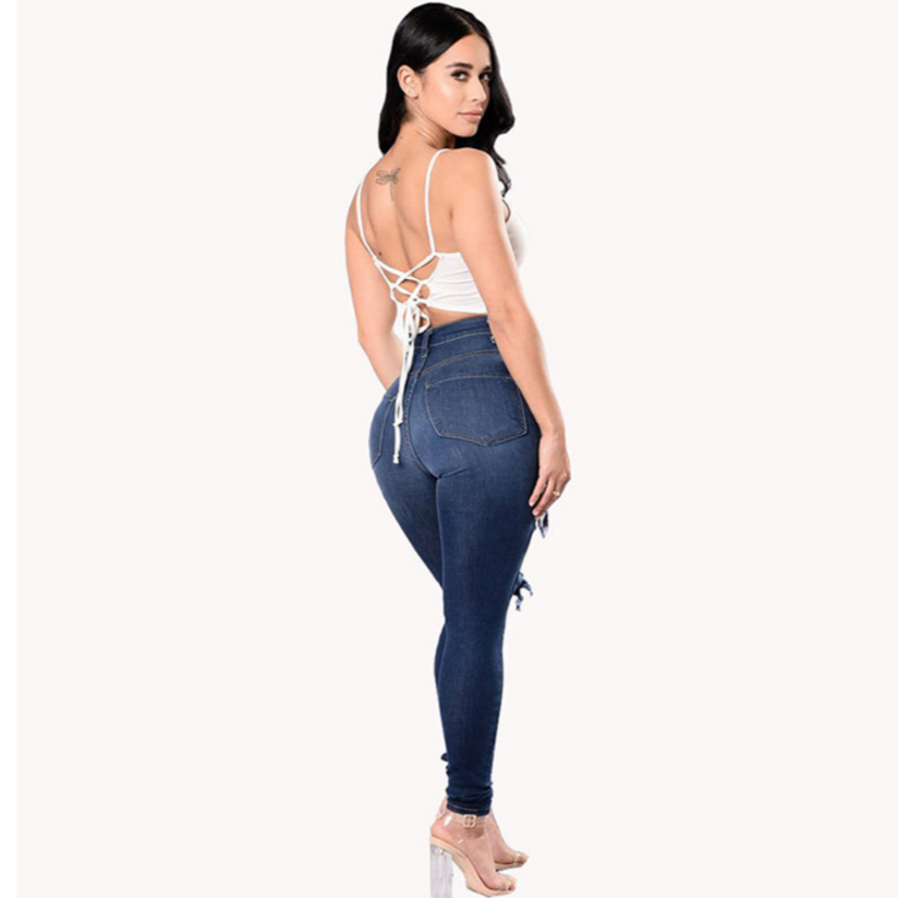 Woman Wearing Rebel Blue Jeans