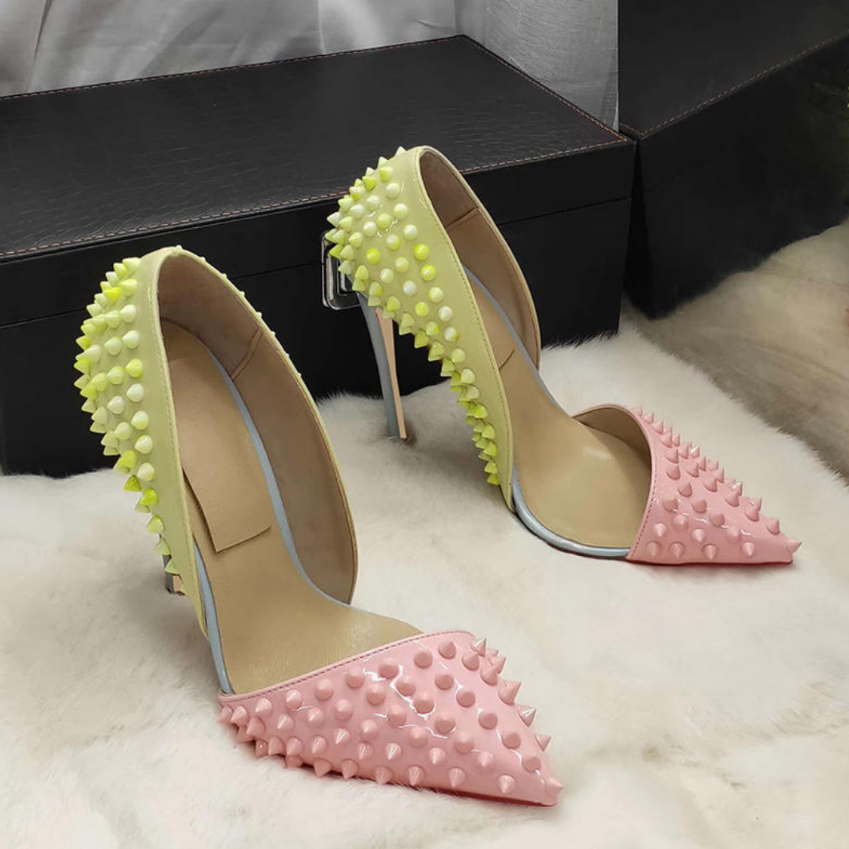 Women Studded High Heel Pointed Toe Shoe