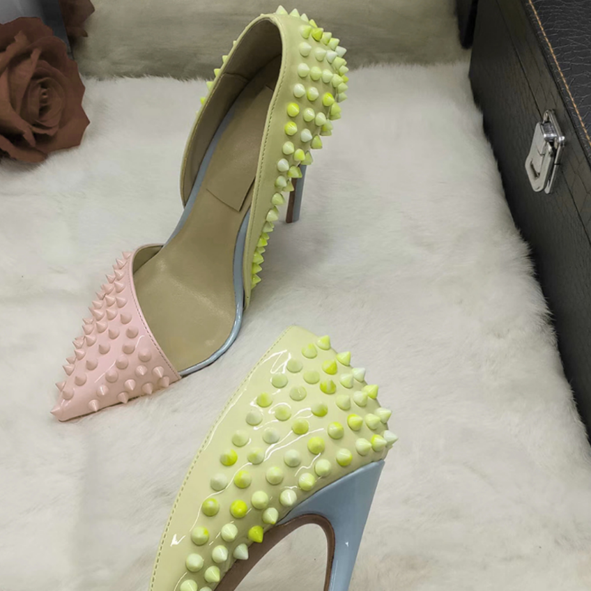 Women Studded High Heel Pointed Toe Shoe