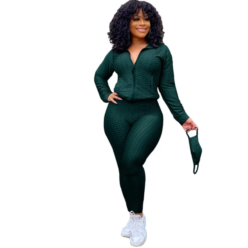 Green 3 Piece Mask Track Suit