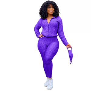 Purple 3 Piece Mask Track Suit