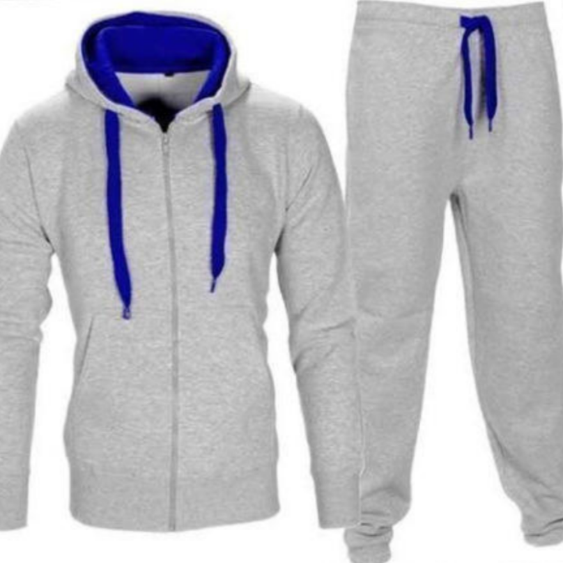 Warm Up Men's Color Accent Hood Sweatsuit