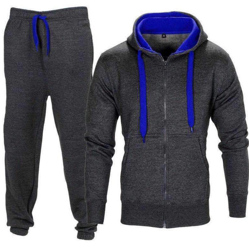 Warm Up Men's Color Accent Hood Sweatsuit