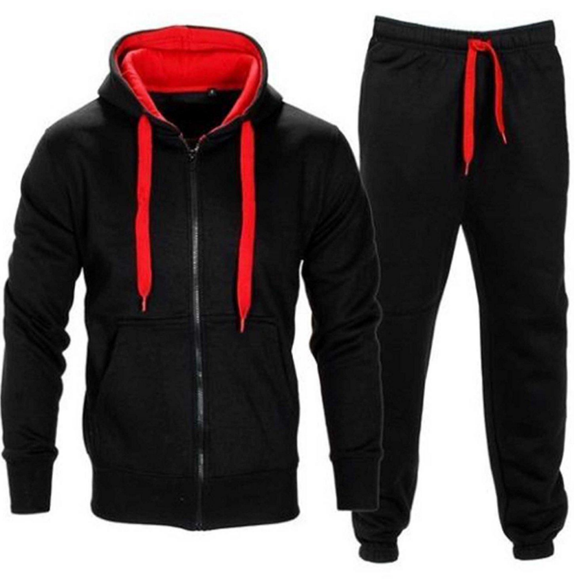 Warm Up Men's Color Accent Hood Sweatsuit