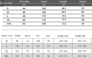 Warm Up Men's Color Accent Hood Sweatsuit Sizing Chart