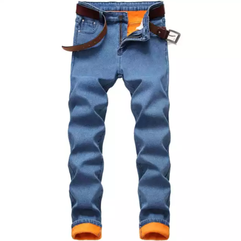 men's cuff jeans blue