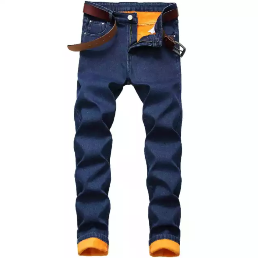 men's cuff jeans dark blue