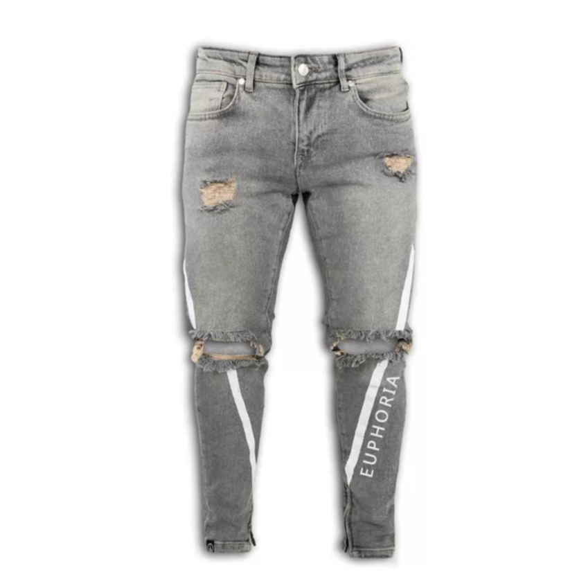 men's jeans stripe detail grey