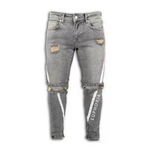 men's jeans stripe detail grey