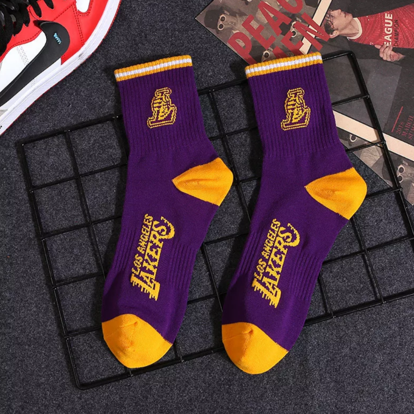 men's nba team socks la lakers purple