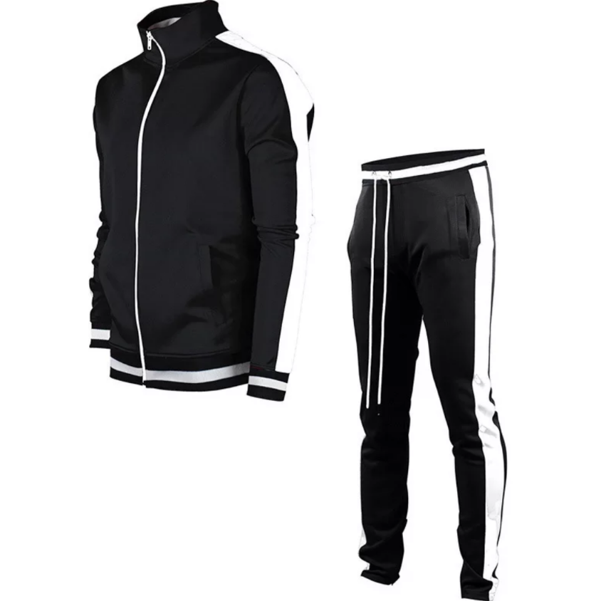 men's single stripe track suit black