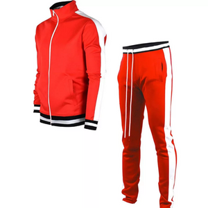 men's single stripe track suit red