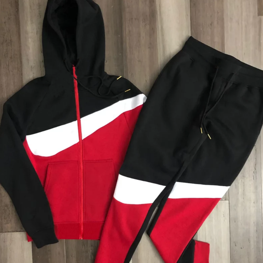 men's track suit black and red