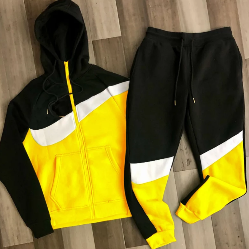 men's track suit black and yellow