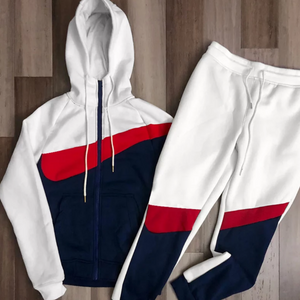 men's track suit white and blue