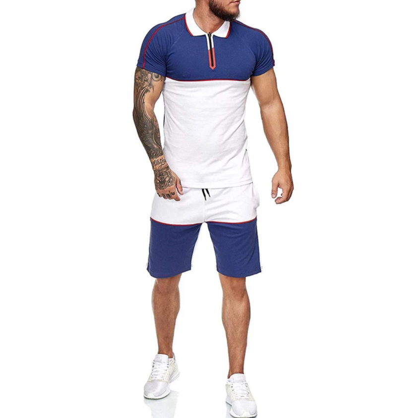 men's two tone shorts set