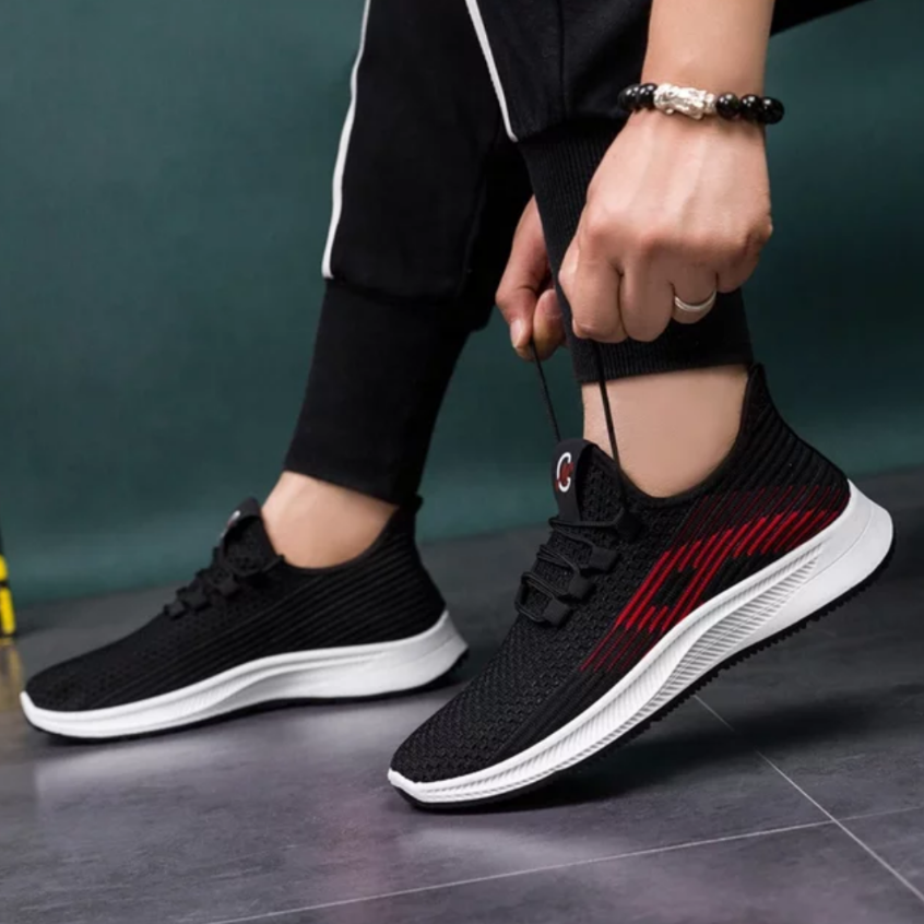 men's two tone walking sneaker black side view