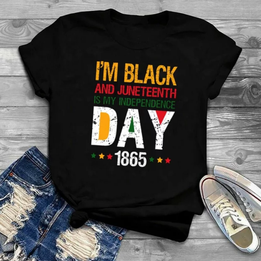 unisex Juneteenth letter print tee