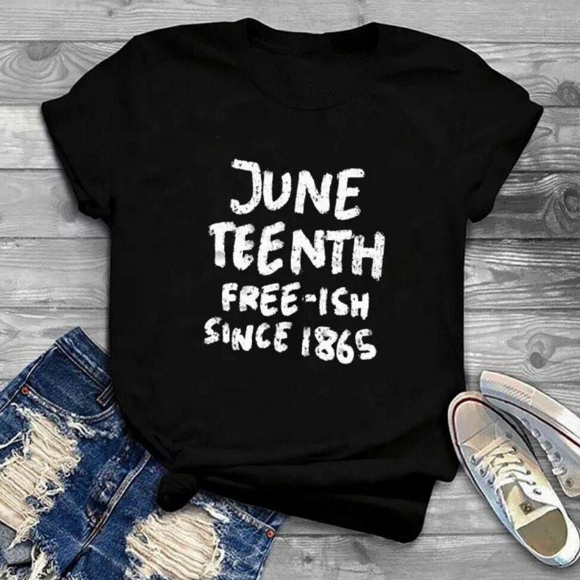 unisex Juneteenth letter print tee chalk print