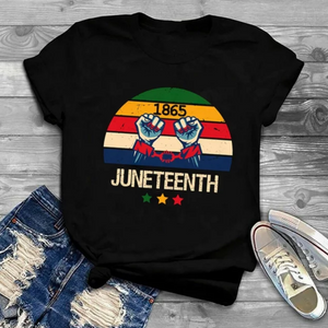 unisex Juneteenth letter print tee fists up