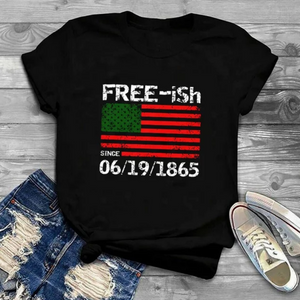 unisex Juneteenth letter print tee flag