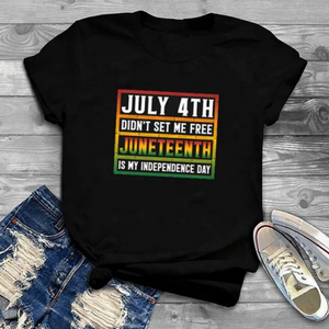 unisex Juneteenth letter print tee July 4th