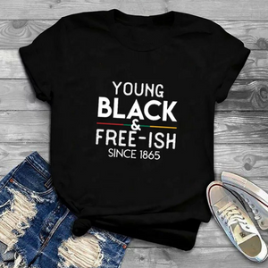 unisex Juneteenth letter print tee young black