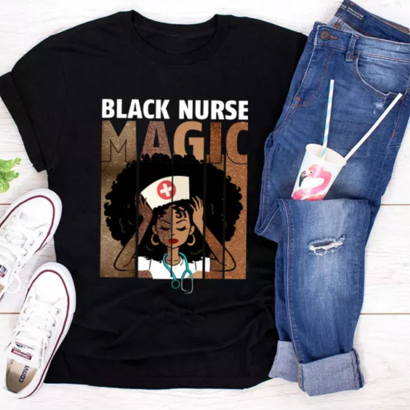 women's black nurses graphic tee shirt nurse magic