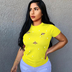 women's bee and bead tee shirt yellow