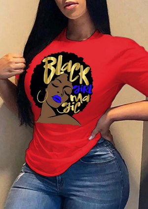 women's black girl magic graphic tee red