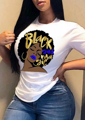 women's black girl magic graphic tee white