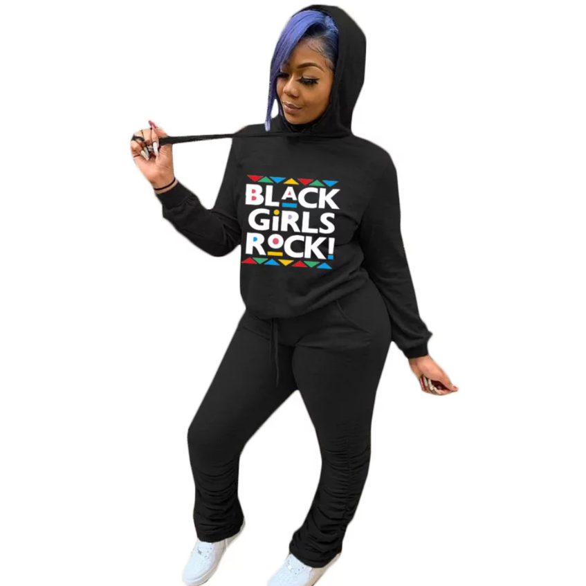 women's black girls rock sweat suit