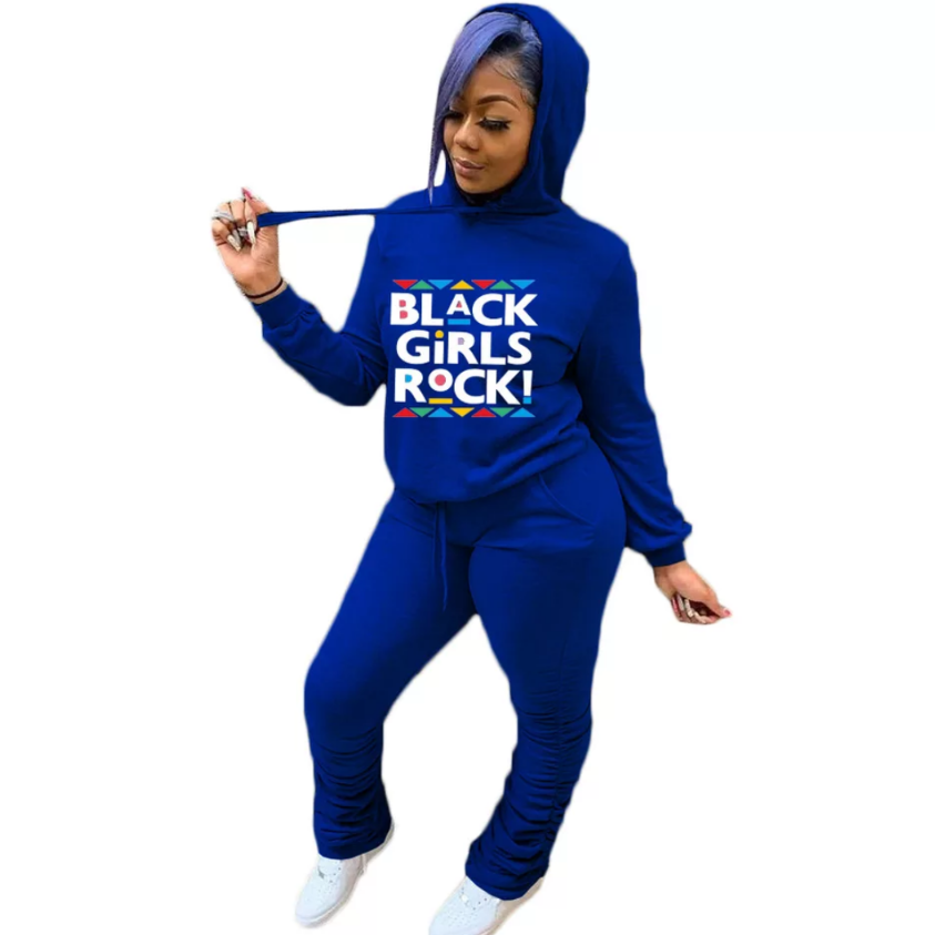 women's black girls rock sweat suit blue