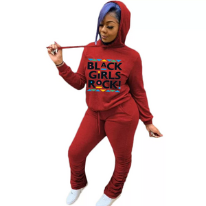 women's black girls rock sweat suit red