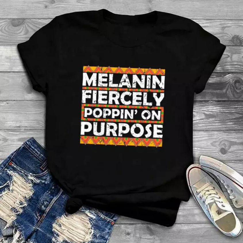 women's black graphic tee shirt melanin