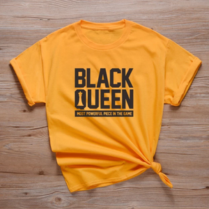 women's black queen tee shirt orange