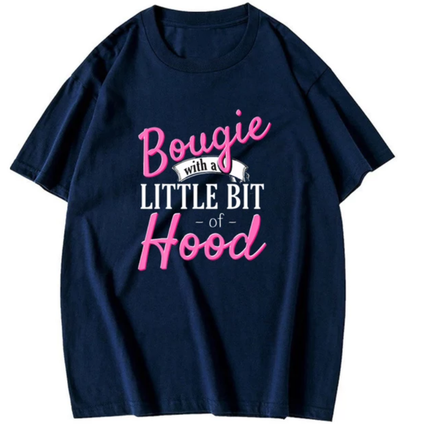 women's bougie but hood tee shirt blue